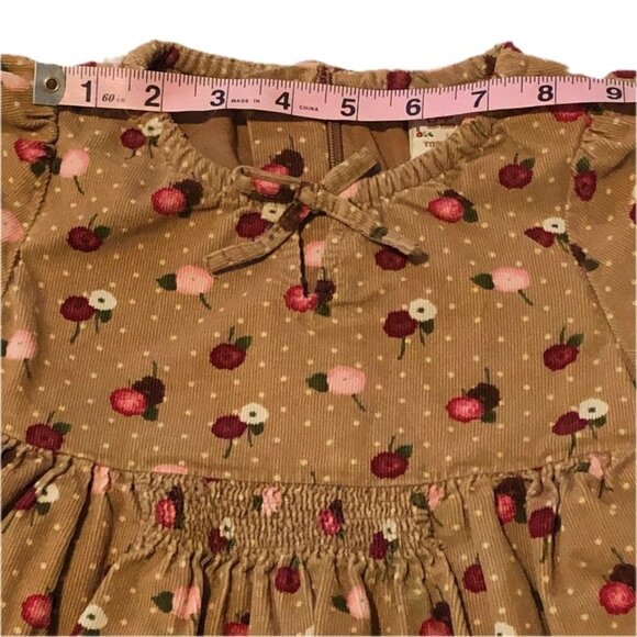 Baby Gap Girls Corduroy Dress Brown Flowers White Polka Dots Size 4Y or 4T - Picture 8 of 15
